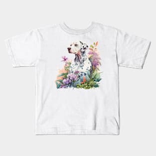 Dalmatian Floral Kids T-Shirt